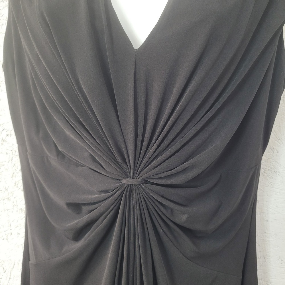 Calvin Klein Black Starburst Ruched V-Neck Sheath Dress Size 12 Sleeveless